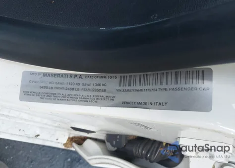 2016 Maserati Ghibli z USA, uszkodzony, nr VIN ZAM57XSA4G1175724